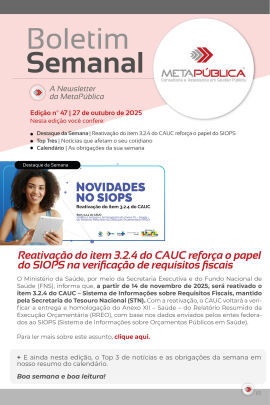 Imagem da notícia BOLETIM SEMANAL Nº 47 - 27 DE OUTUBRO DE 2025